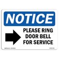 Signmission OSHA Notice Sign, 12" H, Aluminum, Please Ring Door Bell For Service Sign With Symbol, Landscape OS-NS-A-1218-L-17581